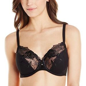 NWT WACOAL 855237 "In Bloom" Soft Cup, Underwire, Lace Bra, Black, 34C